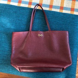Salvatore Ferragamo leather shopping/travel tote, Wine color